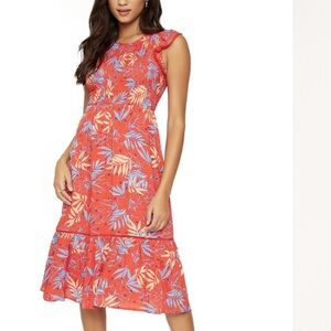 LOST + WANDER FLUTTER SLEEVE MIDI DRESS FROM ANTHROPOLOGIE size XS